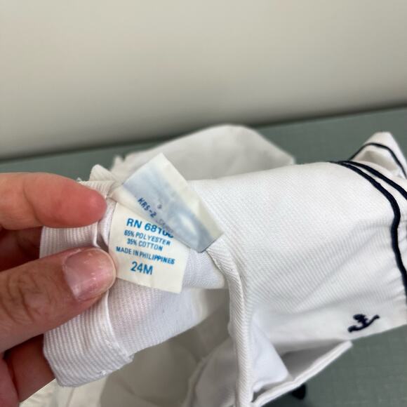 Vintage Rosy Kids Smocked White Sailor Romper 24 Months - Picture 6 of 8